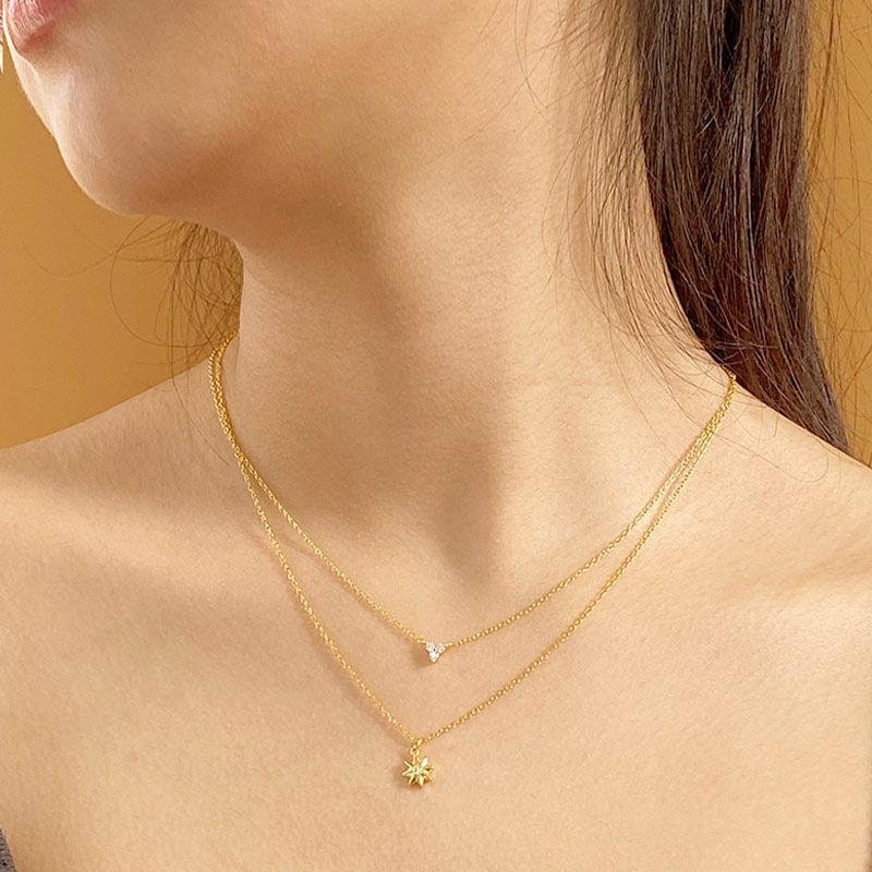 Gold Star Necklace, Starburst Necklace, Dainty Celestial Pendant, Layering Necklace, Gold Vermeil Necklace, North Star Necklace, Gift