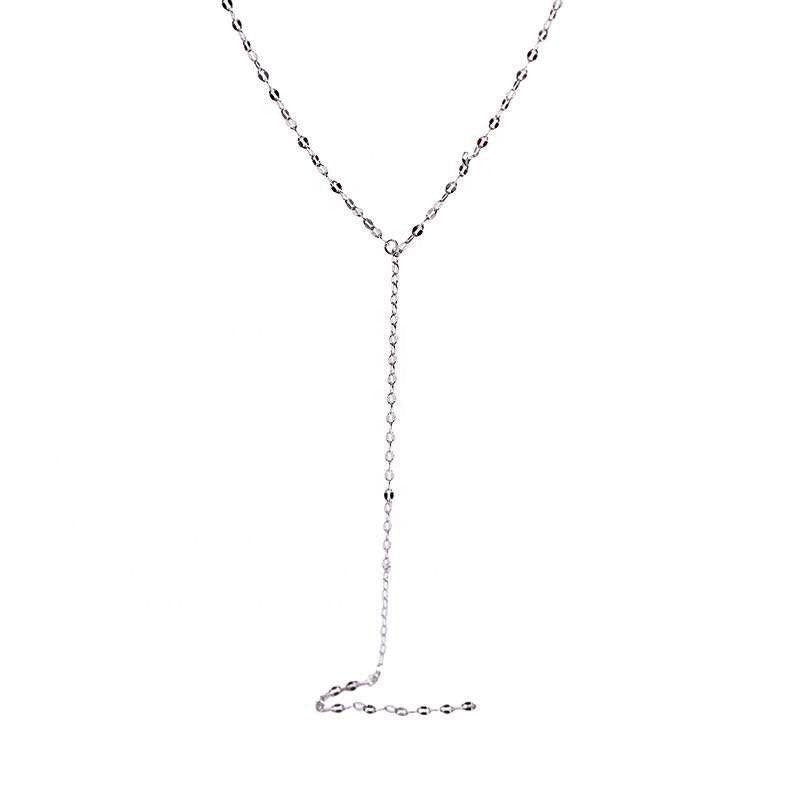 Silver Y Necklace, Silver Lariat Necklace For Women, Delicate Silver Drop Necklace, Layered Y Necklace, Long Necklace, 925 Sterling Silver