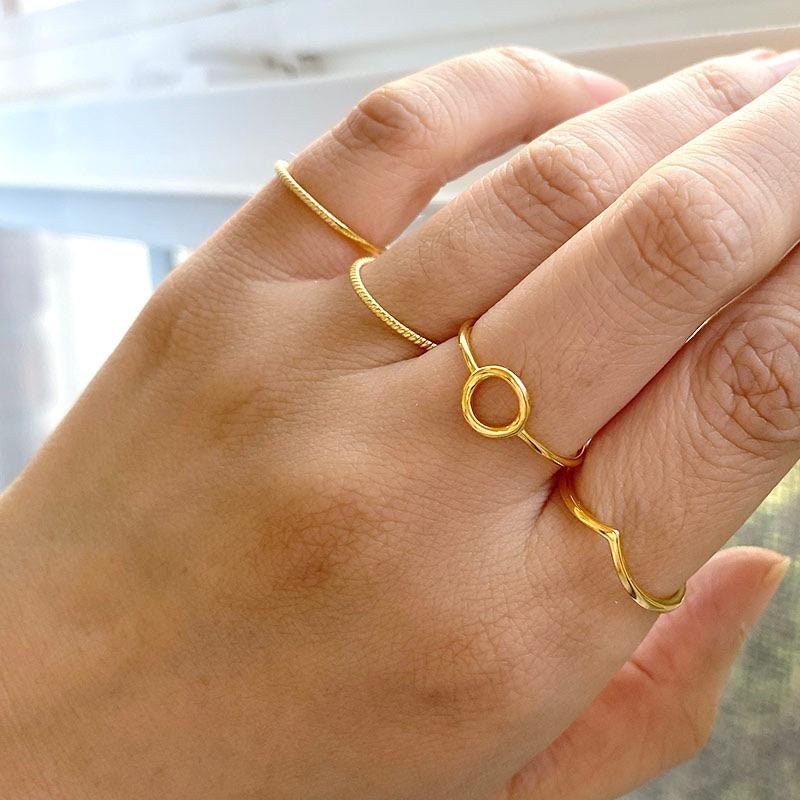 Open Circle Ring, 18K Gold Round Shape Ring, Karma Ring, Simple Modern Ring, Gold Circle Ring, Dainty Stacking Ring For Women, Everyday Ring