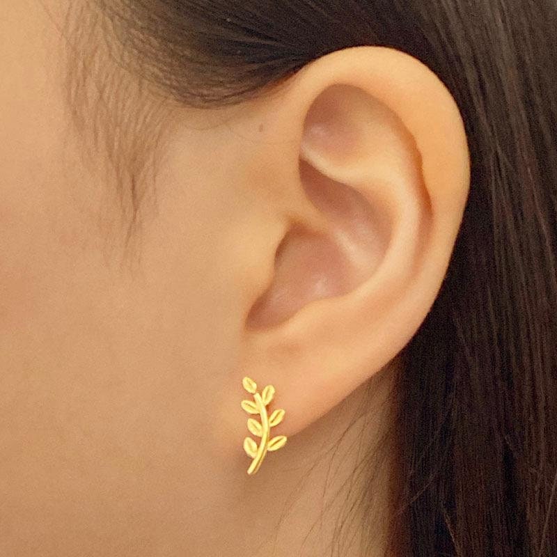 Leaf Stud Earrings, 18K Gold Vermeil, Olive Leaf Earrings, Simple Dainty Studs, 925 Sterling Silver, Everyday Earrings Gold, Gift For Her