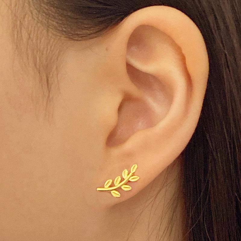 Leaf Stud Earrings, 18K Gold Vermeil, Olive Leaf Earrings, Simple Dainty Studs, 925 Sterling Silver, Everyday Earrings Gold, Gift For Her