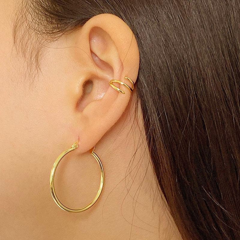 Large Thin Gold Hoop Earrings For Women, Simple Gold Hoops, Circle Endless Big Hoops, 18K Gold Thin Round Hoops, Minimalist Earrings