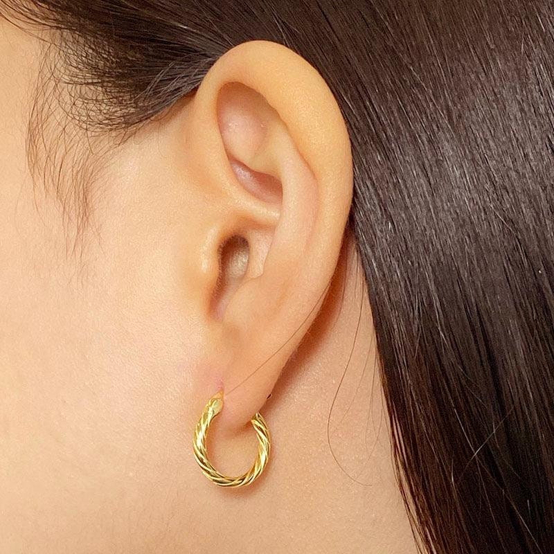 Twisted Gold | Silver Hoop Earrings, Small Croissant Hoops, Minimalist Earrings, Unisex Hoops, Gold Vermeil Earrings, Sterling Silver Hoops