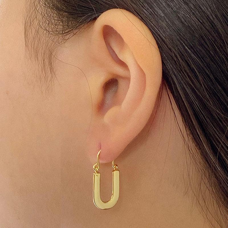 U Shape Earrings, 18K Gold Vermeil, Initial Earrings, Modern Style Alphabet Earrings, Geometric Minimalist Earrings, Gold Arch Earrings