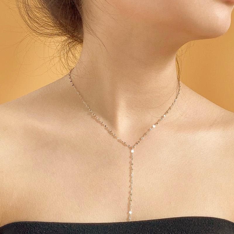 Silver Y Necklace, Silver Lariat Necklace For Women, Delicate Silver Drop Necklace, Layered Y Necklace, Long Necklace, 925 Sterling Silver