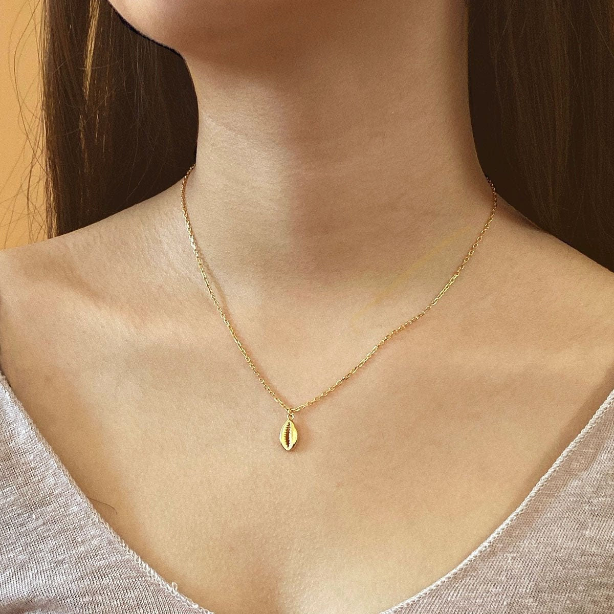 Cowrie Shell Pendant, Gold Shell Necklace, Gold Vermeil Pendant, Seashell Necklace, Ocean Jewelry, Beach Necklace, Dainty Gold Pendant