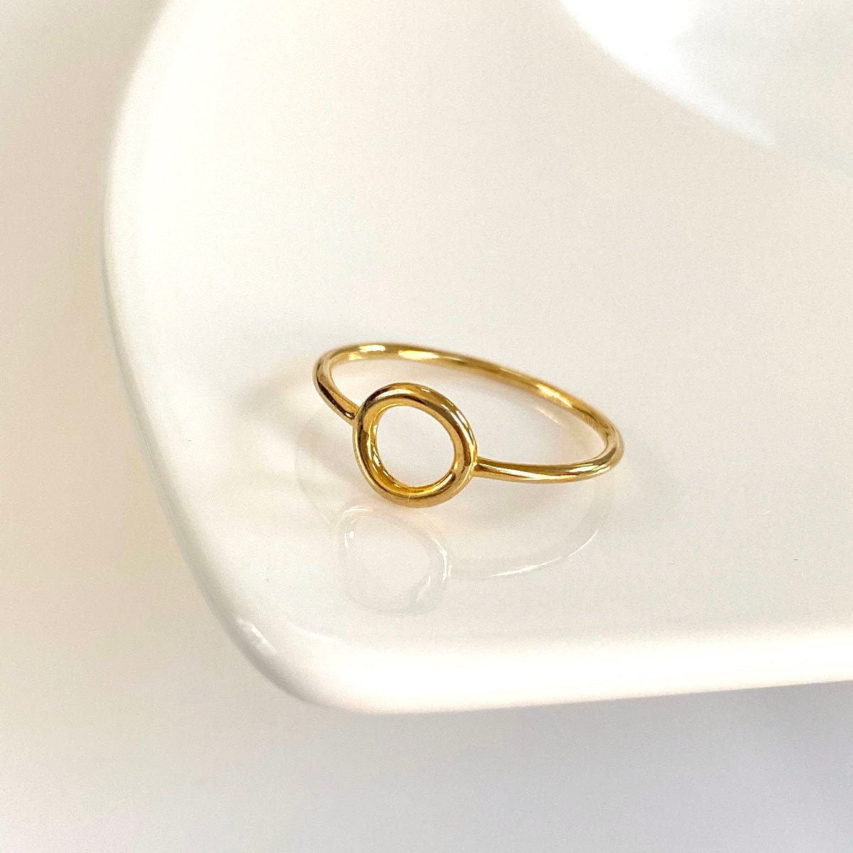 Open Circle Ring, 18K Gold Round Shape Ring, Karma Ring, Simple Modern Ring, Gold Circle Ring, Dainty Stacking Ring For Women, Everyday Ring