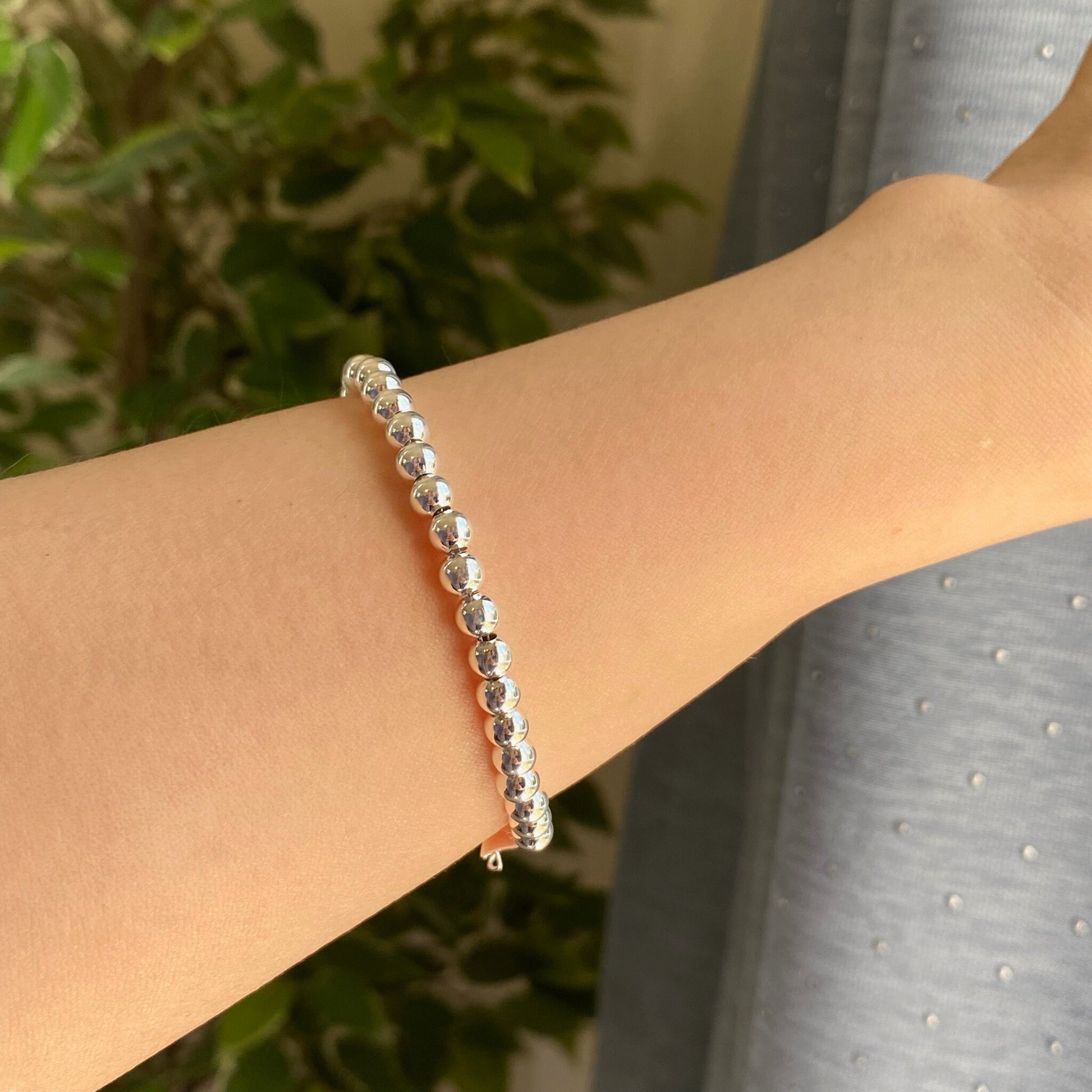 Silver Bead Bracelet, Silver Ball Bracelet, Minimalist Bracelet, Sterling Silver Bracelet, Beaded Chain, Unisex Bracelet, Everyday Bracelet