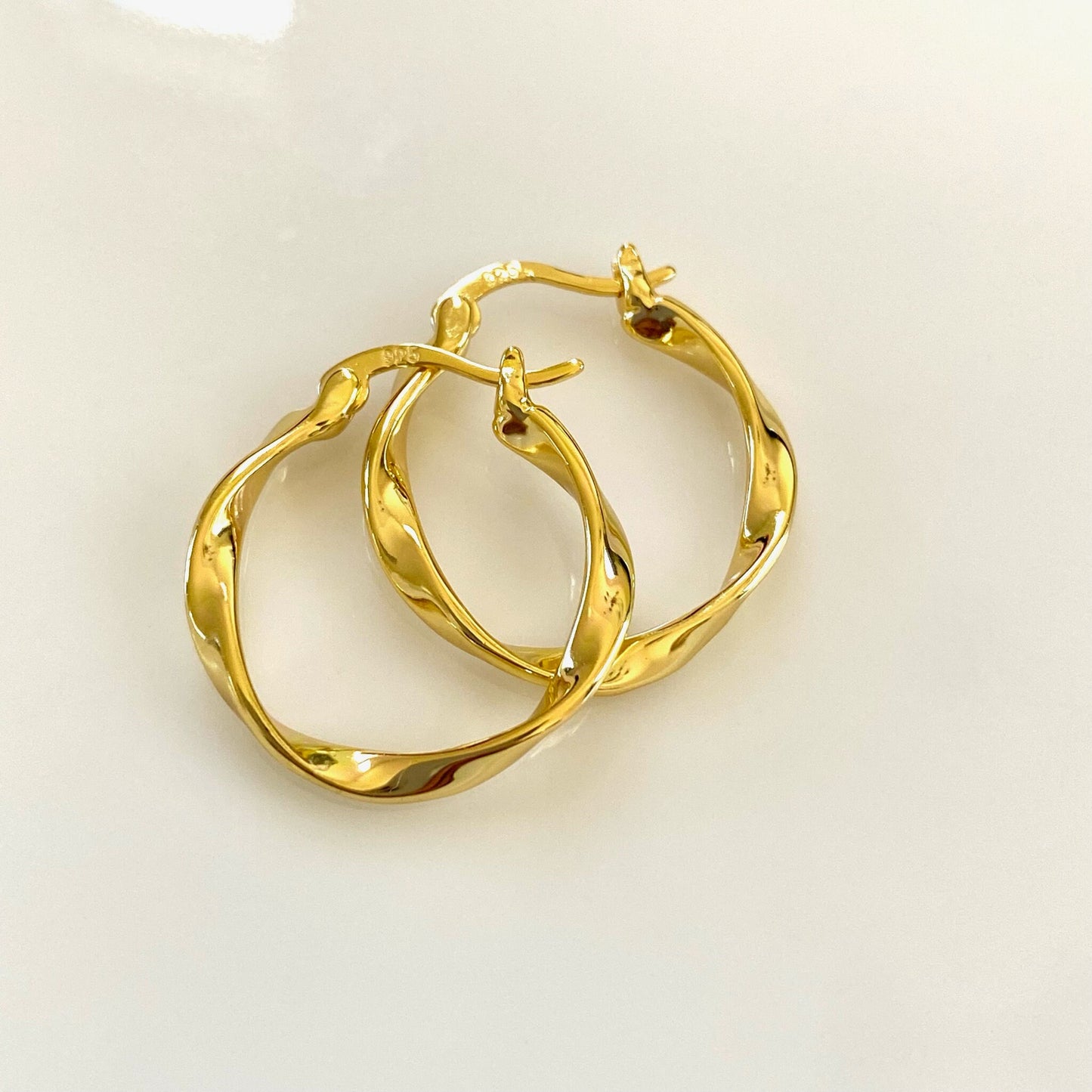 Twisted Gold Hoops, Wave Hoop Earrings, Minimalist Hoops, Modern Gold Hoops, 18K Gold Vermeil Earrings, Twist Hoop Huggies, Croissant Hoops