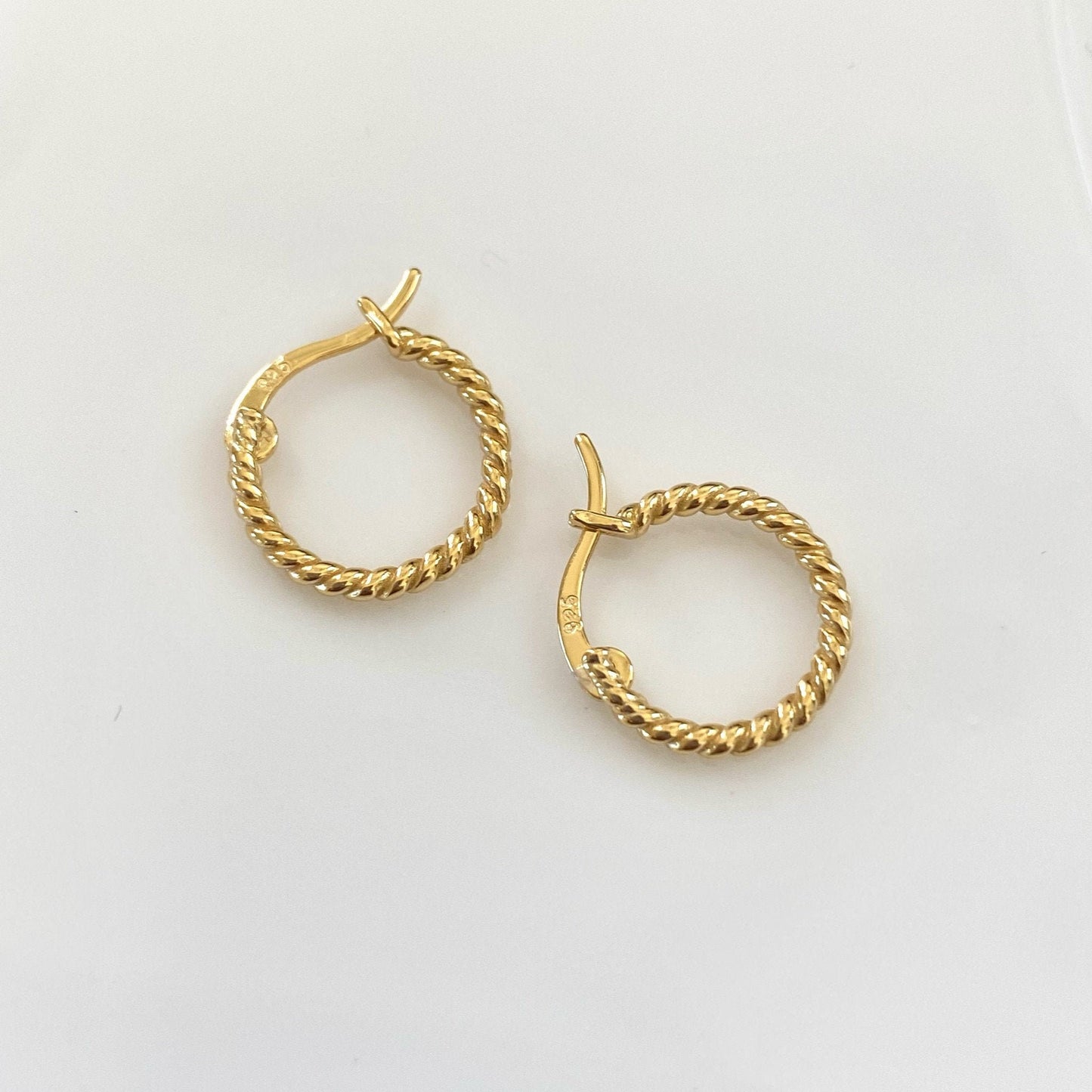 Twirl Hoop Earrings, Gold Croissant Hoops, Dainty Huggie Earrings, Sterling Silver Earrings, Classic Gold Hoop Huggies, Spiral Rope Hoops