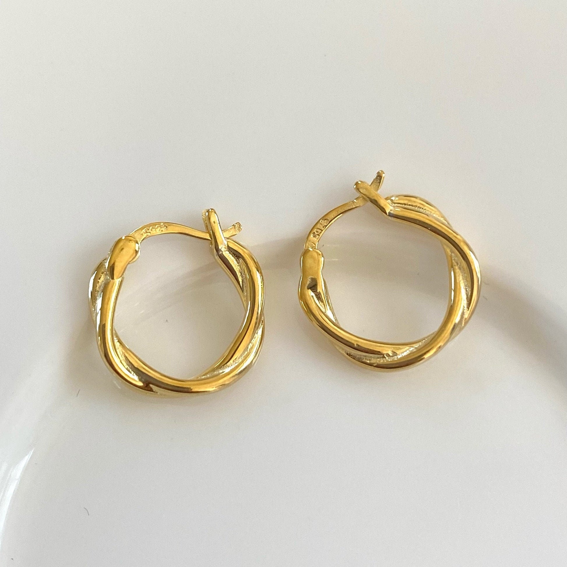 Wave Hoop Earrings, Small Gold Vermeil Hoops, Modern Twist Hoops, Croissant Earrings, Dainty Gold Huggies, Spiral Rope Hoops, Gift For Her