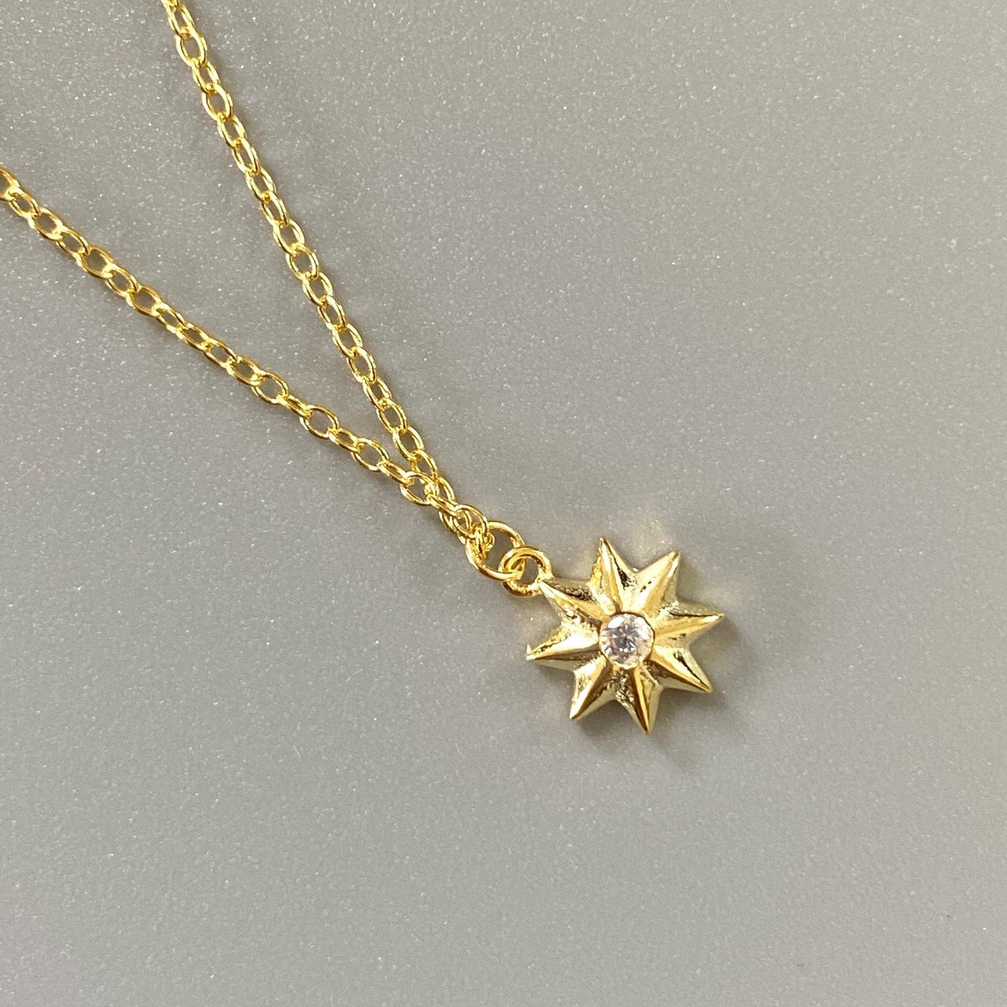 Gold Star Necklace, Starburst Necklace, Dainty Celestial Pendant, Layering Necklace, Gold Vermeil Necklace, North Star Necklace, Gift