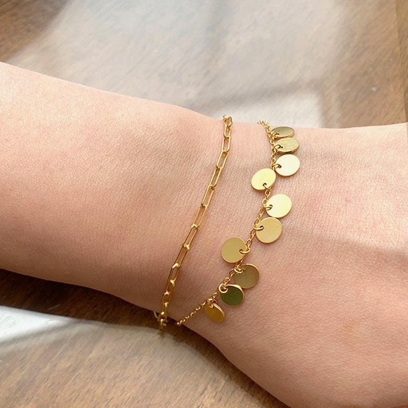 Mini Disk Bracelet, 18K Gold Vermeil, Tiny Gold Coin Bracelet, Simple Dainty Bracelet, Multi Disk Bracelet, Minimalist Bracelet For Women