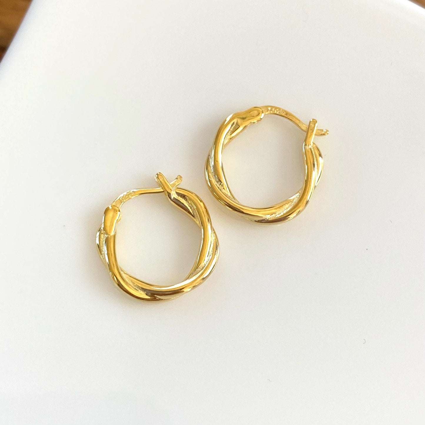 Wave Hoop Earrings, Small Gold Vermeil Hoops, Modern Twist Hoops, Croissant Earrings, Dainty Gold Huggies, Spiral Rope Hoops, Gift For Her