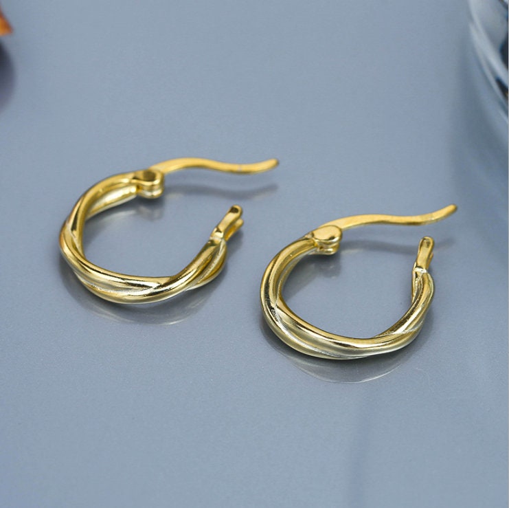 Wave Hoop Earrings, Small Gold Vermeil Hoops, Modern Twist Hoops, Croissant Earrings, Dainty Gold Huggies, Spiral Rope Hoops, Gift For Her